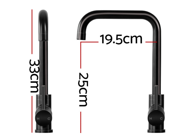 Cefito Kitchen Mixer Tap Mixer Rectangle Sink Faucet Basin Laundry Black