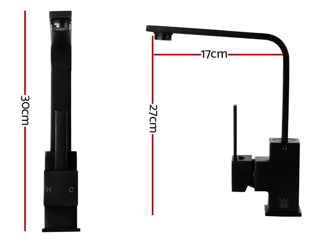 Cefito Kitchen Mixer Tap Mixer Square Sink Faucet Basin Laundry Black