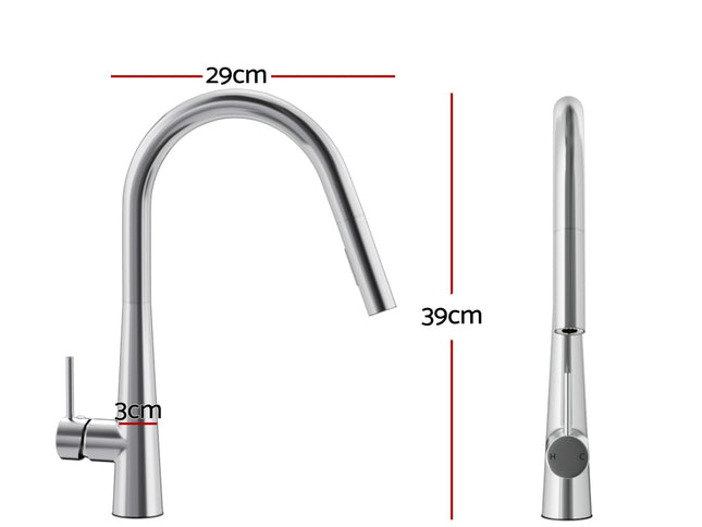 Cefito Kitchen Mixer Tap Pull Out Round 2 Mode Sink Basin Faucet Swivel WELS Chrome
