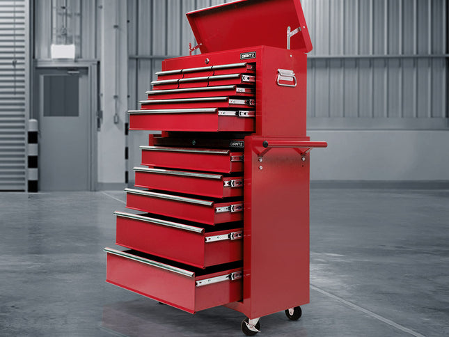 Giantz 14 Drawer Tool Box Cabinet Chest Mechanic Garage Storage Trolley Red