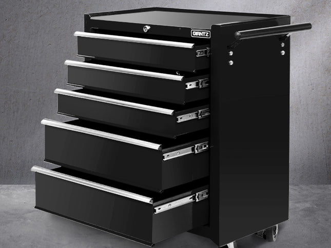 Giantz 5 Drawer Tool Box Cabinet Chest Trolley Box Garage Storage Toolbox Black