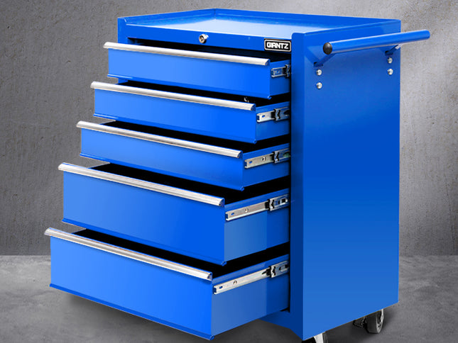 Giantz 5 Drawer Tool Box Cabinet Chest Trolley Box Garage Storage Toolbox Blue