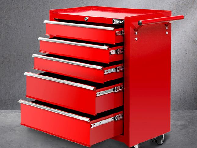 Giantz 5 Drawer Tool Box Cabinet Chest Trolley Box Garage Storage Toolbox Red