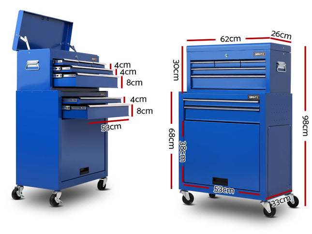 Giantz 7 Drawer Tool Box Cabinet Chest Trolley Toolbox Garage Storage Blue