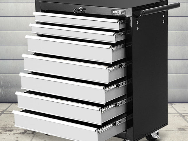 Giantz 7 Drawer Tool Box Cabinet Chest Trolley Storage Garage Toolbox Grey
