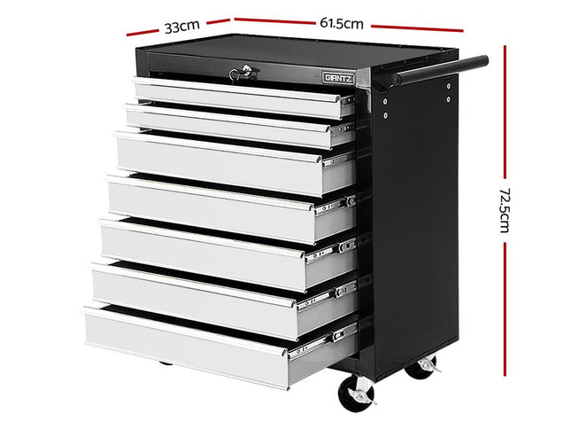 Giantz 7 Drawer Tool Box Cabinet Chest Trolley Storage Garage Toolbox Grey