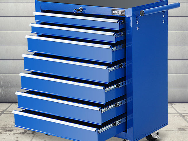 Giantz 7 Drawer Tool Box Cabinet Chest Trolley Storage Garage Toolbox Blue