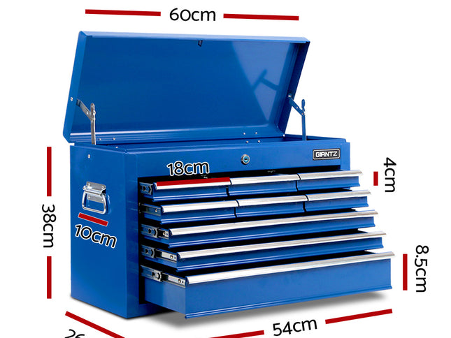 Giantz 9 Drawer Tool Box Cabinet Chest Toolbox Storage Garage Organiser Blue