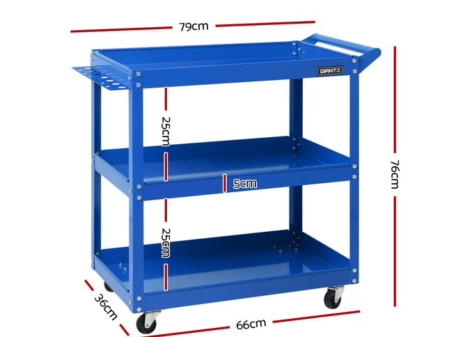 Giantz 3-Tier Tool Cart Trolley Workshop Garage Storage Organizer Blue
