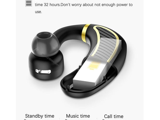 Wireless Bluetooth Earphones With Mic - 24Hrs Work Time - For Iphone / Android - Black / Gold-1915196688927166466