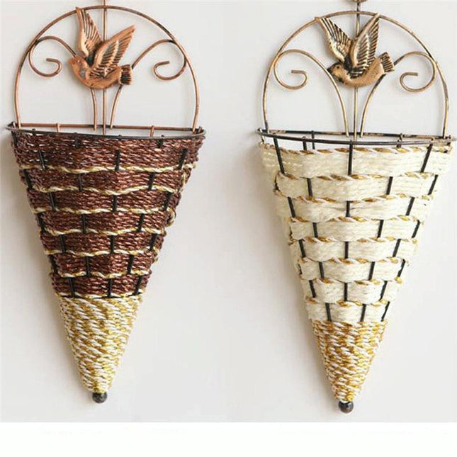 Rustic Hanging Rattan Vase For Farmhouse Decor-1915198045247639553