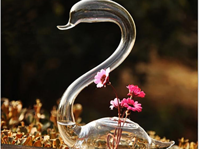 Swan Flower Vases - Home Decor Wedding Gifts Glass Crafts-1915198107033931777