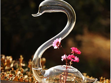 Swan Flower Vases - Home Decor Wedding Gifts Glass Crafts-1915198107033931782