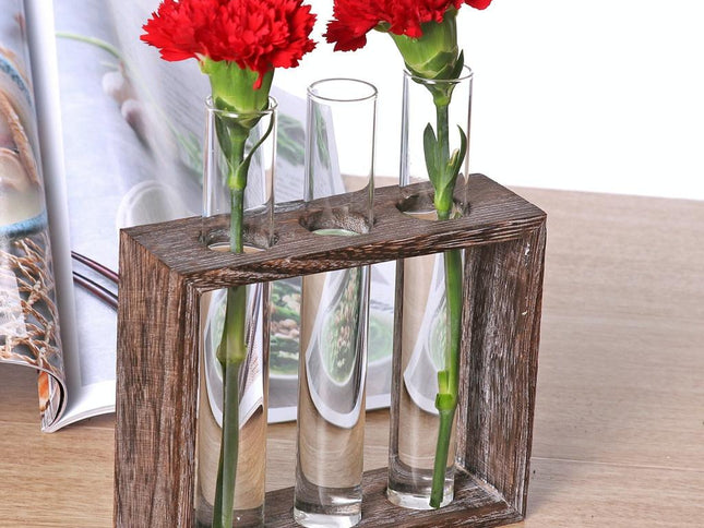 Minimalist Hydroponic Glass Vase With Wooden Frame For Coffee Shop Decor-1915198284557848578