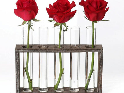 Minimalist Hydroponic Glass Vase With Wooden Frame For Coffee Shop Decor-1915198284557848582