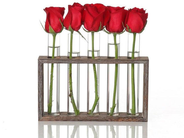 Minimalist Hydroponic Glass Vase With Wooden Frame For Coffee Shop Decor-1915198108057341953