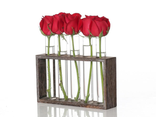 Minimalist Hydroponic Glass Vase With Wooden Frame For Coffee Shop Decor-1915198108057341954
