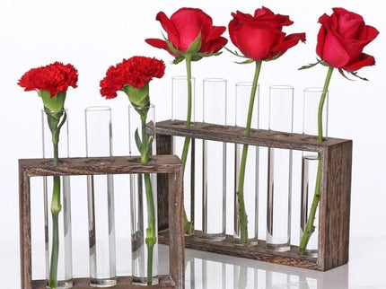Minimalist Hydroponic Glass Vase With Wooden Frame For Coffee Shop Decor-1915198108057341957