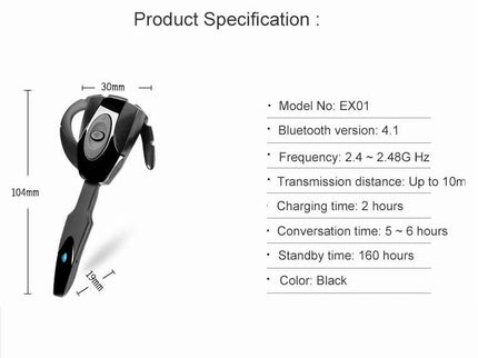 Business Bluetooth 5.0 Earphone With Hanging Ear Design - Black-1915196850407870473