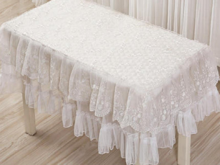 White Lace Piano Dust Cover - Embroidered Full Size Double Seats 153X33X120-1915196645142827011