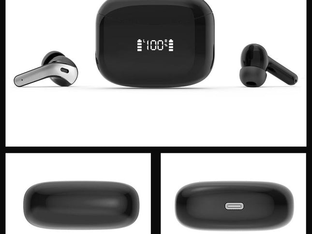 Black Wireless Bluetooth Earphone With Touch Display-1915196860214153217