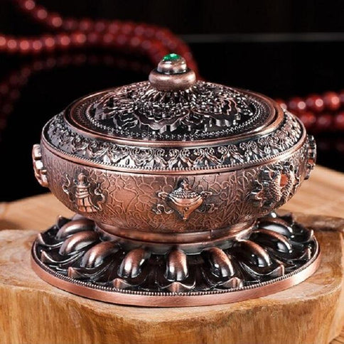 Large Pale Red Eight Treasure Incense Burner Decoration-1915196711815483393