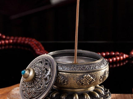 Large Pale Red Eight Treasure Incense Burner Decoration-1915196711815483395