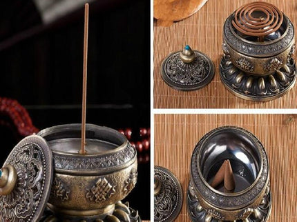 Large Pale Red Eight Treasure Incense Burner Decoration-1915196711815483396