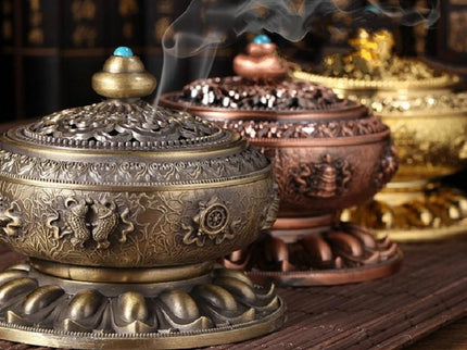 Large Pale Red Eight Treasure Incense Burner Decoration-1915196711815483397