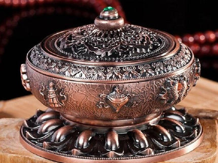 Large Pale Red Eight Treasure Incense Burner Decoration-1915196711815483398