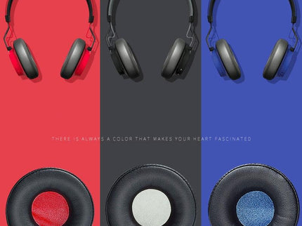 2-Pack Leather Headphone Sponge Covers For Jabra Revo Wireless - Black / Blue-1915197953287524356