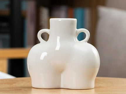 Small White Ceramic Vase For Home Decor With Dried Flower Design-1915197426973675527