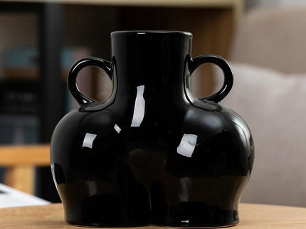 Large Bright Black Ceramic Vase For Home Decor And Dried Flower Arrangements-1915197157586112519