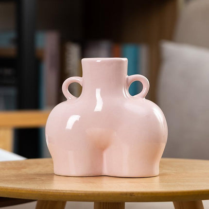 Small Bright Pink Ceramic Flower Vase For Home Decor-1915198388501090311