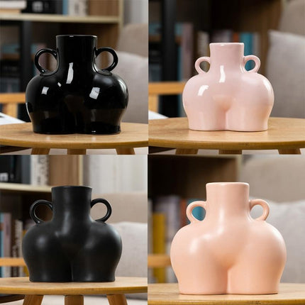 Large Matte Black Ceramic Vase For Home Decor And Dried Flower Arrangements-1915197860543074305