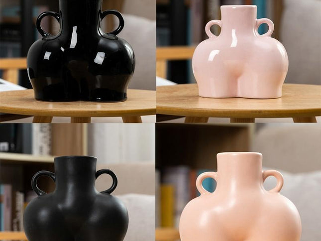 Large Matte Black Ceramic Vase For Home Decor And Dried Flower Arrangements-1915197860543074305