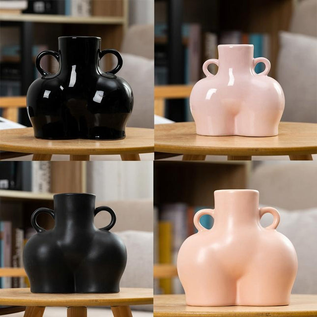 Large Matte Black Ceramic Vase For Home Decor And Dried Flower Arrangements-1915197860543074305