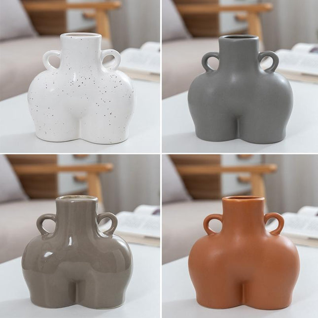 Small Matte Gray Ceramic Vase For Home Decor And Dried Flower Arrangements-1915197460825903105
