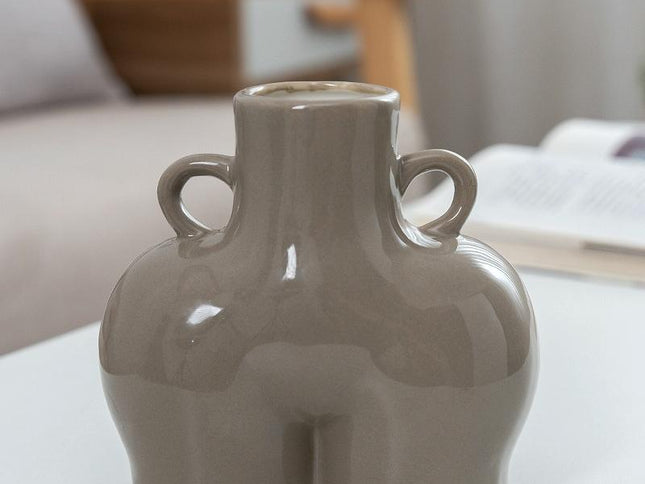 Small Bright Gray Ceramic Vase For Home Decor And Dried Flower Arrangements-1915197187466334209