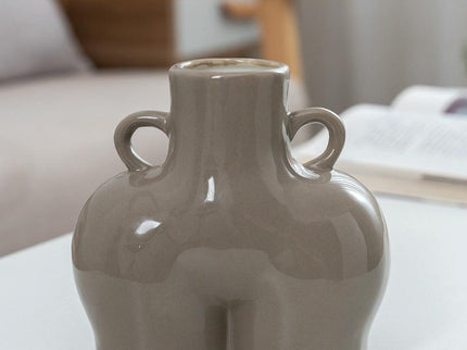 Small Bright Gray Ceramic Vase For Home Decor And Dried Flower Arrangements-1915197187466334215