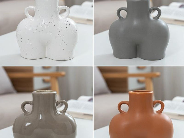Small Khaki Ceramic Vase For Home Decor And Dried Flower Arrangements-1915197280923815937