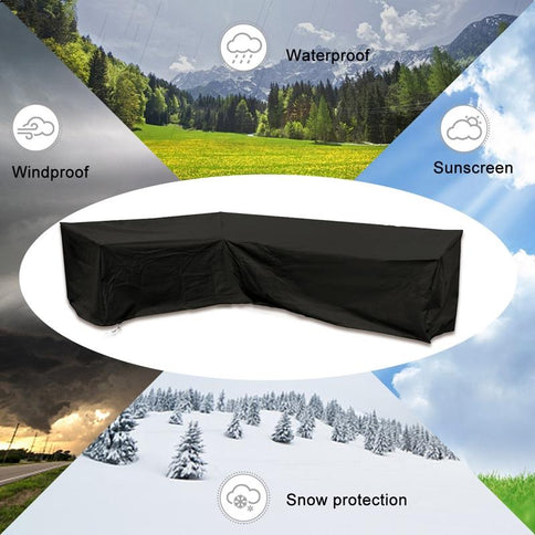 Waterproof Outdoor Corner Sofa Cover - 200X270X82Cm - Black-1915196644522070017