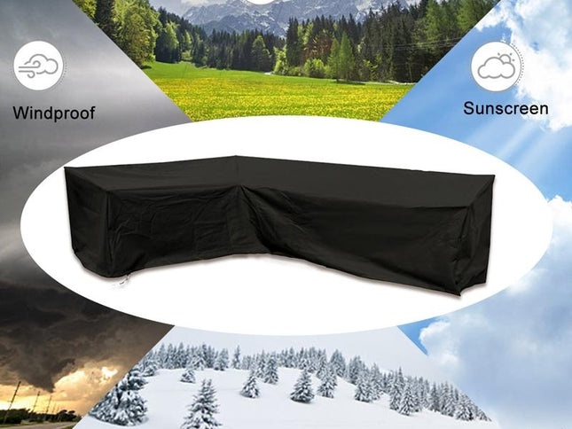 Waterproof Outdoor Corner Sofa Cover - 286X222X82Cm - Black-1915196648020119553