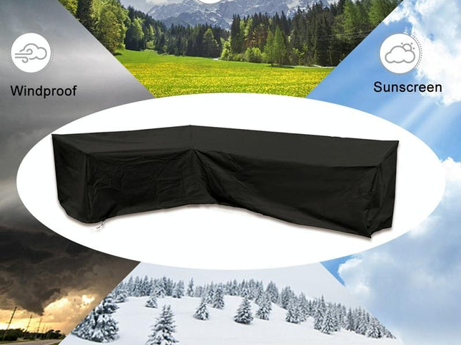 Waterproof Outdoor Corner Sofa Cover - 155X95X68 Black-1915196660586254337