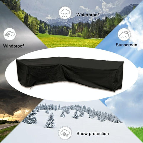 Waterproof Outdoor Corner Sofa Cover - 155X95X68 Black-1915196660586254337