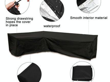 Waterproof Outdoor Corner Sofa Cover - 155X95X68 Black-1915196660586254339