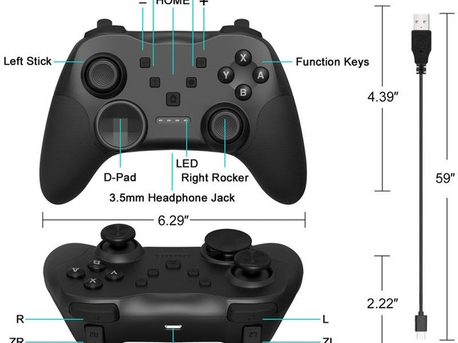 Wireless Bluetooth Game Console Handle For Nintendo Switch With Vibrating Gyroscope - Black-1915196913448259586