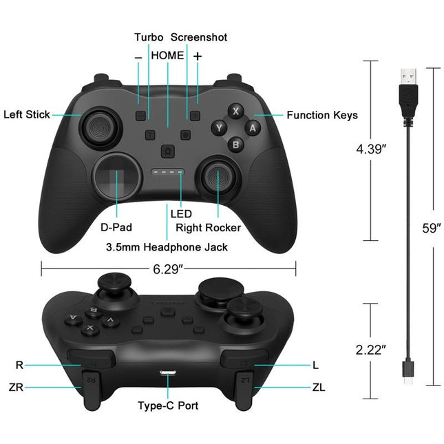 Wireless Bluetooth Game Console Handle For Nintendo Switch With Vibrating Gyroscope - Black-1915196913448259586