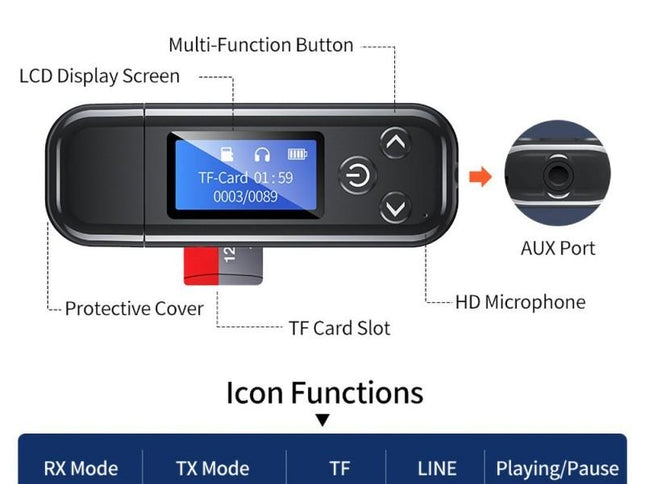 Lcd Bluetooth Audio Transmitter Receiver For Car Hands-Free-1915197516970856450
