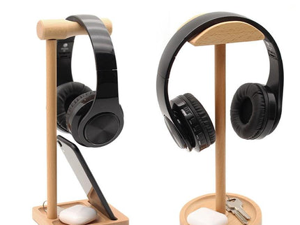 Solid Wood Desktop Headset Display Stand - Elegant Design-1915198101992378374